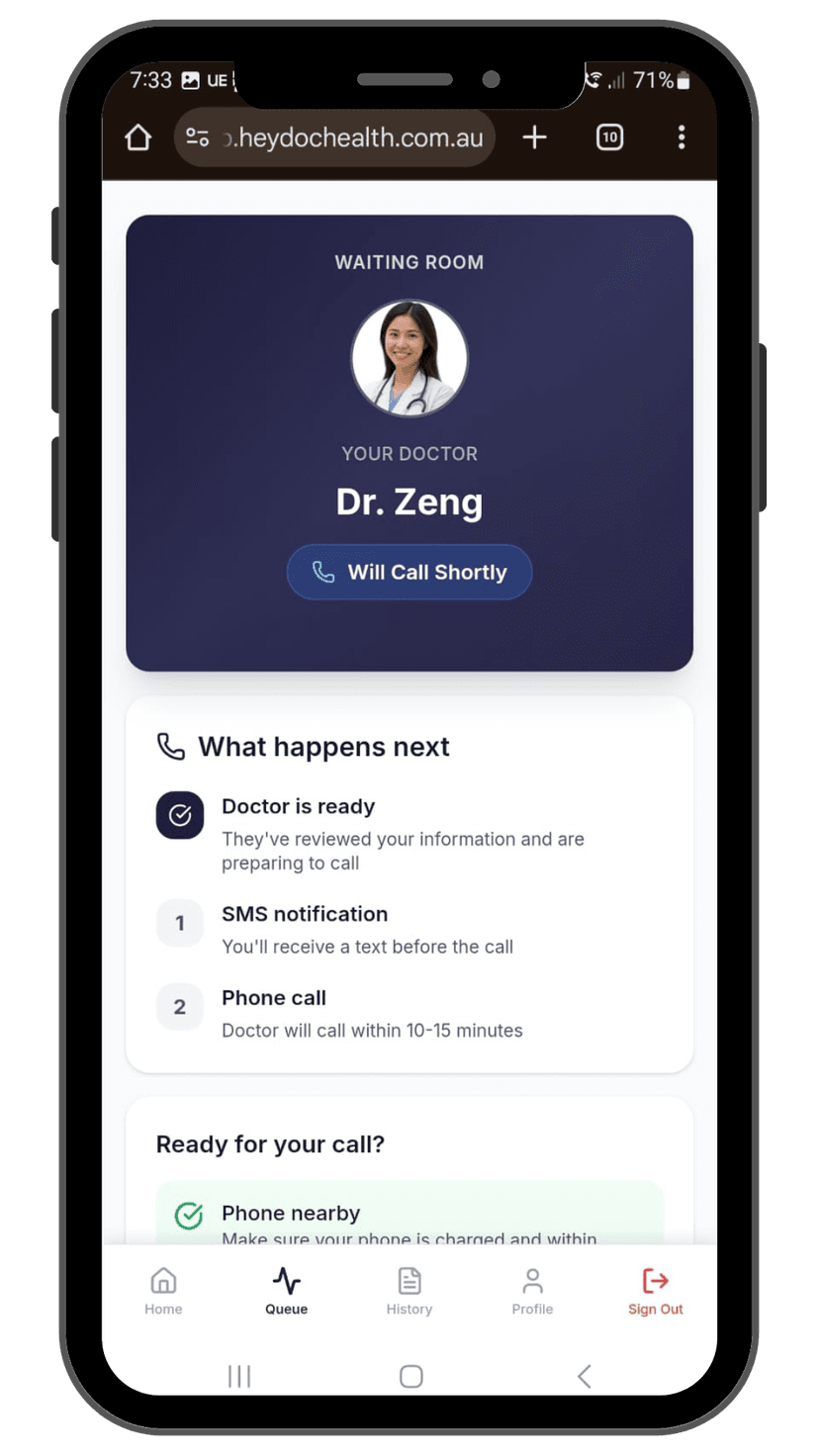 HeyDoc Health telehealth consultation